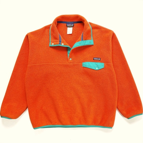 Vintage Patagonia Synchilla Pullover - Orange & Teal - Picture 1 of 7